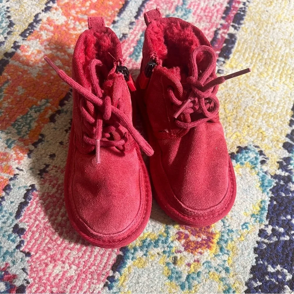 UGG Neumel II Toddler Boys Red Suede Boots Size 10